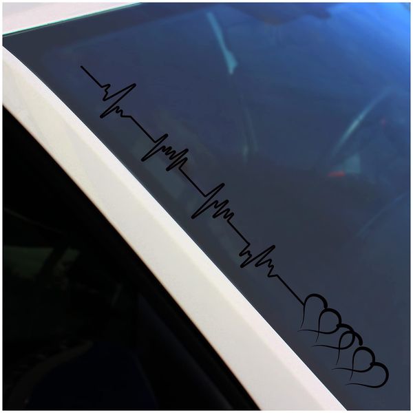 Finest Folia Front Windshield Sticker Front Windscreen Sticker Heartbeat Black Gloss FS19