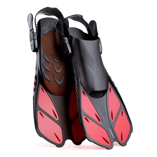 CAPAS Snorkel Fins, Swim Fins Travel Size Short Adjustable for Snorkeling Diving Adult Men Women Kids Open Heel Swimming Flippers