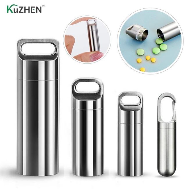 Portable Mini Stainless Steel Sealed Capsule Waterproof Pill Box