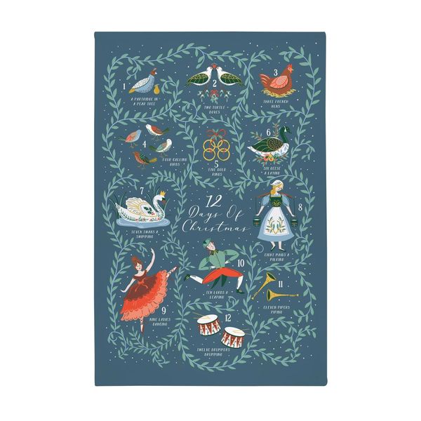 Ulster Weavers - The Twelve Days of Christmas Tea Towel (74 x 48cm) - 100% Cotton - Washable - Christmas Calendar Dish Cloths/Dish Towel - Christmas Countdown Tea Towel - Kitchen Accessories & Decor