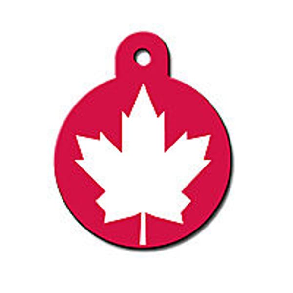 INTERNATIONAL CANADIAN FLAG ENGRAVED ROUND PET ID TAG