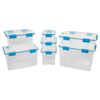 Sterilite 54 Quart Gasket Box, Stackable Storage Bin with Latching Lid, 4 Pack