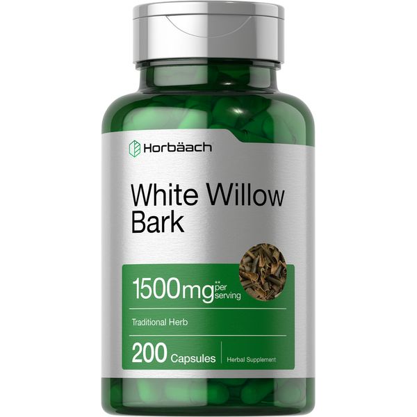 White Willow Bark Capsules | 1500mg | 200 Count | Non-GMO | by Horbaach