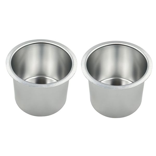 SEETOOOGAMES Jumbo Aluminum Drop-in Poker Table Cup Holder Insert (Pack of 2) (Silver)