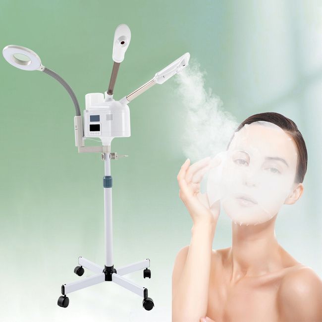 3 in 1 Facial Steamer Magnifying Lamp Hot&Cold Ozone Machine Spa Salon Beauty
