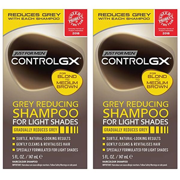 Just for Men Control Gx Grey Reducing Shampoo, Blonde & Medium Brown 5 Oz (2 Pk)