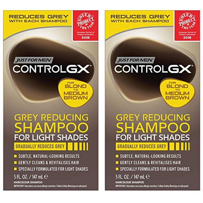 Just for Men Control Gx Grey Reducing Shampoo, Blonde & Medium Brown 5 Oz (2 Pk)