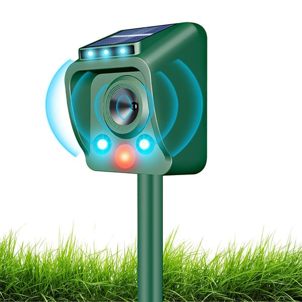 Katzenschreck Ultraschall Solar Tiervertreiber, Katzenschreck für Garten wasserdichte, Marderschreck mit Bewegungssensor und Blinklichter bis zu 8m Reichweite Wirksam Gegen Katzen, Hunde, Vögel