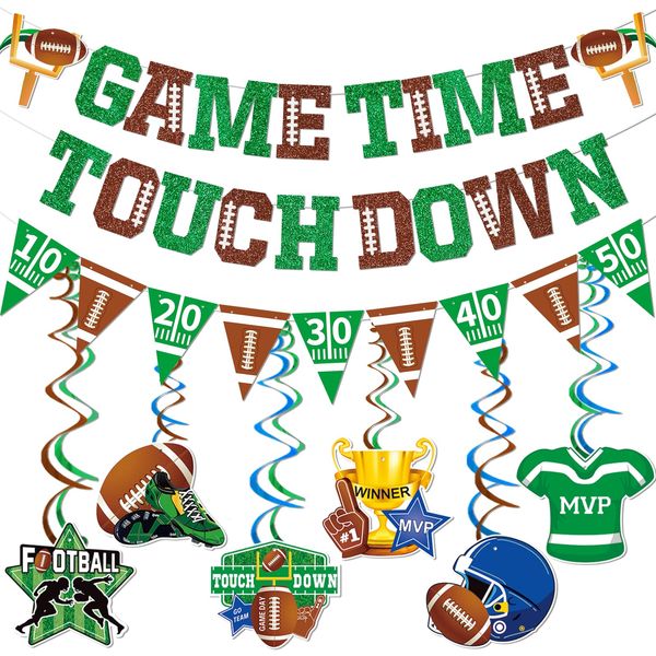 Superbowl Party Decorations 2024 Football Game Time Touch Down Banner Football Party Decorations Sports Party Decorations Super Bowl Football Party Supplies