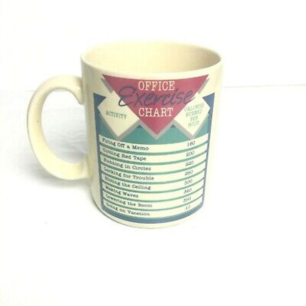 Hallmark Coffee Mug Exercise Chart Cup Funny Office Receptionist Vintage