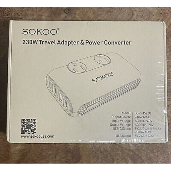 230 Watt Travel Adapter & Power Converter Model SGR-HS260 New Sealed