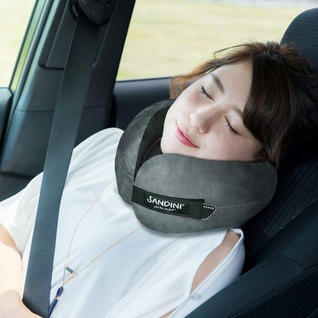 SANDINI TravelFix Premium Neck Pillow, Made in Germany, 2019 German Design Award Special Award, Stylish, Cute, Travel, Airplane, Car, Office, Long Distance Travel, Telework (Black, Microfiber)