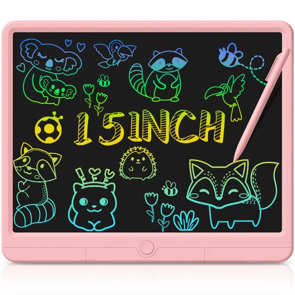 GIGART LCD Writing Tablet for Kids 15 Inch Magic Doodle Board Drawing Tablet for Kids Electronic Writing Board Drawing Pad for Kids, Educational Toys Gifts for 3-12 Year Old Girls (Pink)