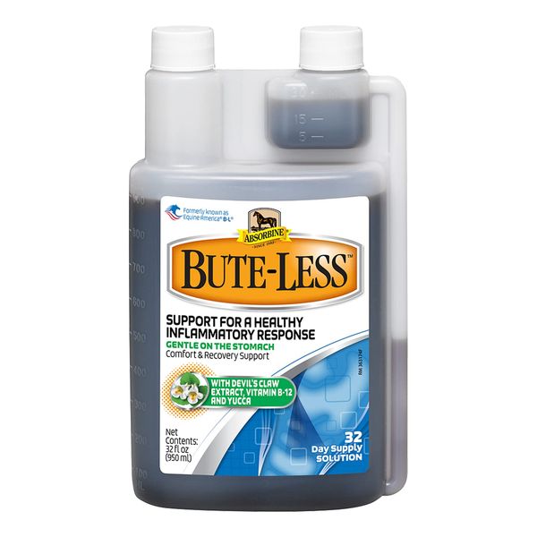 Absorbine Bute-Less Long-Term Horse Comfort & Recovery Supplement Solution, Gentle on Stomach, Devil's Claw, Vitamin B-12, Yucca, 32oz / 32 Day Supply