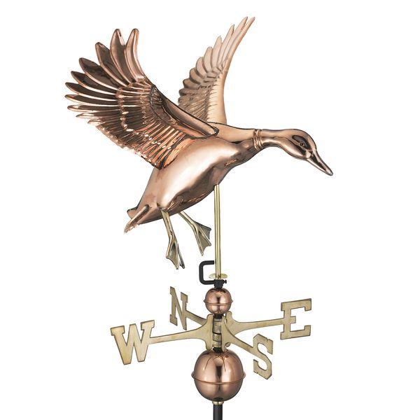 Good Directions Landing Duck Weathervane, Pure Copper