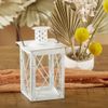 Luminous White Metal Lantern Tea Light Holder Medium -Rustic Home Décor Lantern