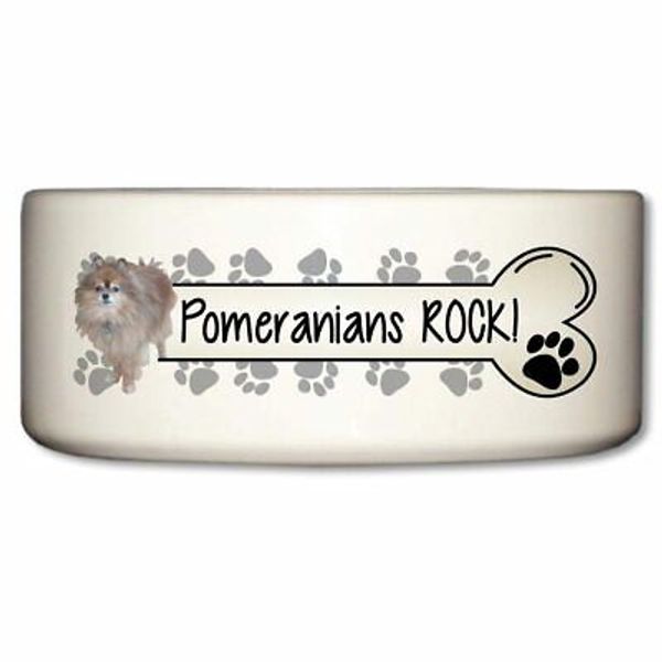 Pomeranians Rock Ceramic Dog Bowl
