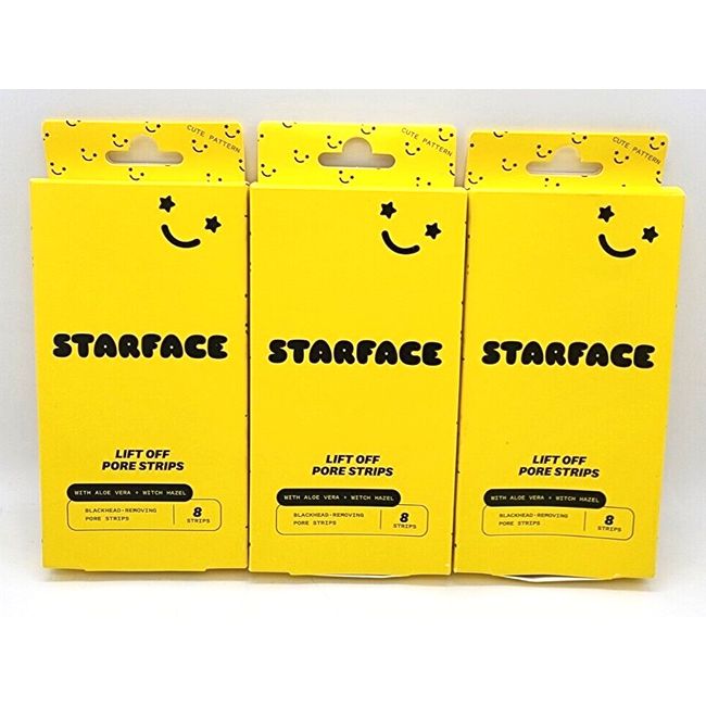 (3x) Starface Lift Off Pore Strips for Sensitive Skin, Pore Cleansing - 8 Strips