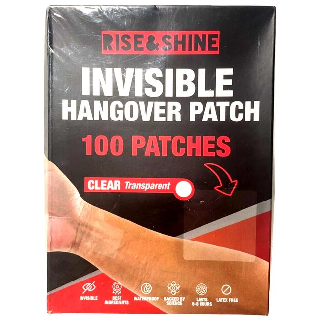 Rise & Shine Invisible Hangover Patch, Transparent & Clear, 100 Patches, Ex 3/25