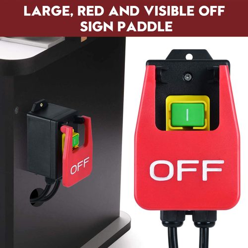 110V Single Phase On/Off Switch, Ortis Router Table Switch with Large Stop Sign Paddle Easy Contact for Quick Power Off for Table Saws and Other Electrical Equipment