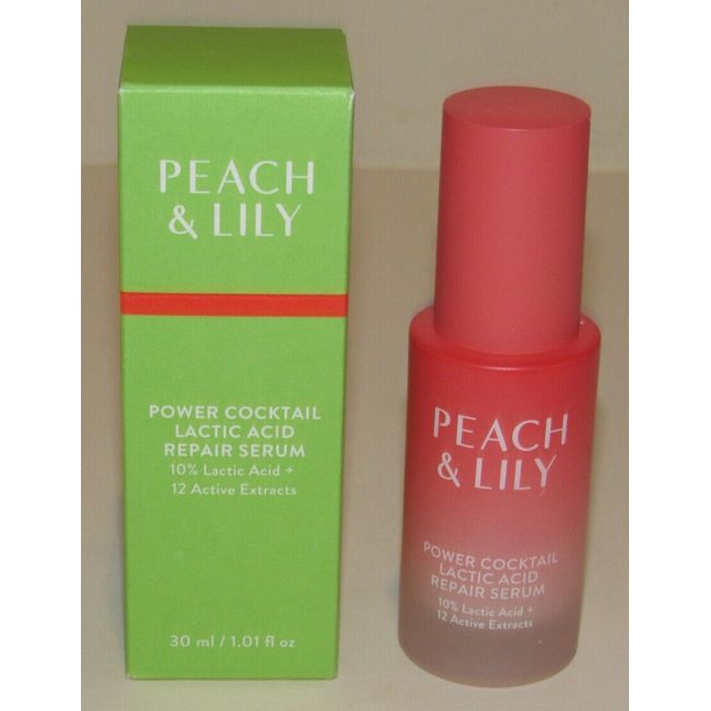 Peach & Lily Power Cocktail Lactic Acid Repair Serum 1.01 Oz 30 mL Full Size NIB