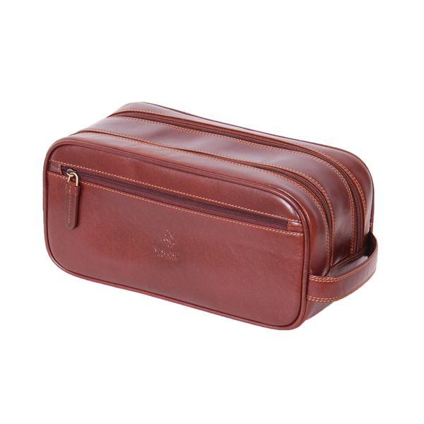 Mens Real Leather Wash Bag Shaving Kit Toiletries Travel Overnight Case Harry Brown