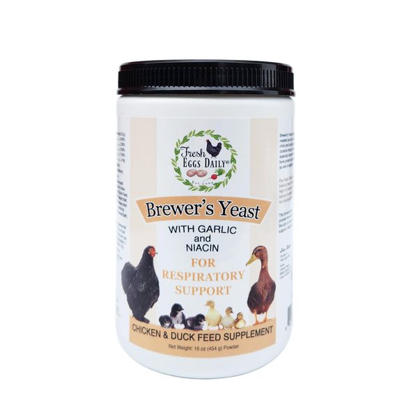 Fresh Eggs Daily Brewer's Yeast with Garlic Powder and Niacin for Ducks Feed Supplement Vitamins for Backyard Chickens 1LB