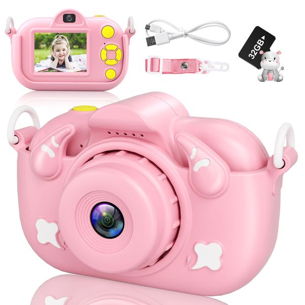 Kids Camera Toys for Boys and Girls,Kids Digital Camera with Dual Camera and 32GB SD Card，Toddler Camera for 3 4 5 6 7 8 Year Old, Christmas Birthday Present for Kids Boys and Girls