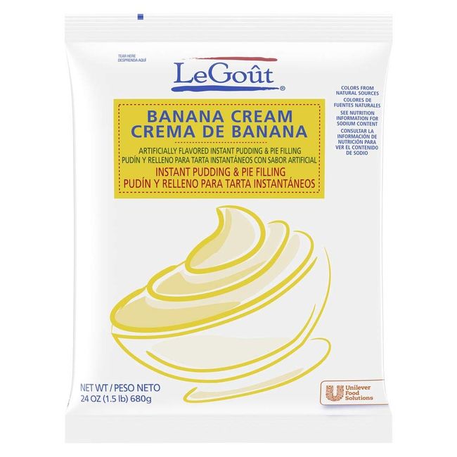 LeGout Banana Cream Instant Pudding and Pie Filling Colors from Natural Sources, 24 oz, Pack of 12