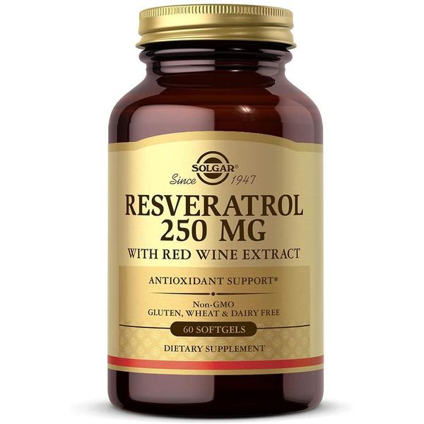 Solgar Red Wine Extract Resveratrol 250mg 60Softgels, quantity, see details