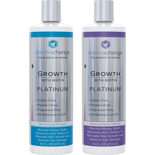 Hair Growth Shampoo and Conditioner Set - Biotin Shampoo for Thinning Hair and Hair Loss - Sulfate Free Shampoo for Color Treated Hair and Deep Conditioner for Dry Damaged Hair - Made in USA (16 oz)