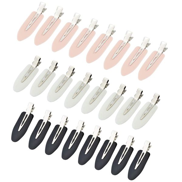 Wobe 24 Pcs No Bend Hair Clips Pin Curl Clips No Crease Hair Clip for Hairstyle Bangs Finger Waves Makeup Application Hairdressing Hairpins Styling Clips for Hair Salon Black Pink White