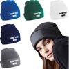 Personalised Printed Any Text Patch Beanie, Custom Any Text Original Patch Beanie Cap Hat Unisex Gift(Bottle Green)