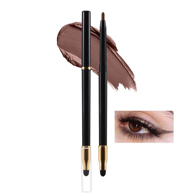 Boobeen Eye Liner Gel Pencil, Waterproof Highly Pigmented Eyeliner Eyeshadow with Built-In Smudger, Creamy Smooth Eyeliner Pen Eye Makeup for Bold Eye Looks, Long-Lasting