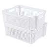 Nesmilers Plastic Stackable Storage Basket, White Large Organizer Baskets Set of 2