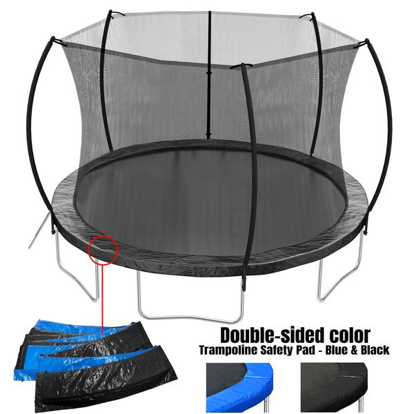 12FT Curved Trampoline with Double-side Color Pad, Enclosure Net and Ladder