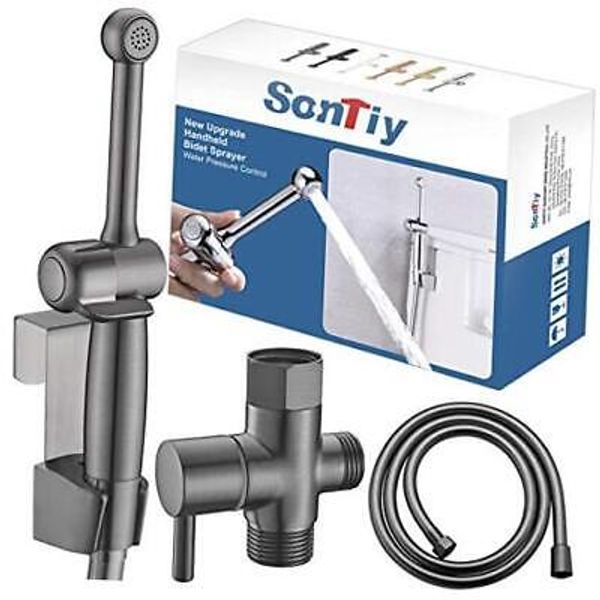 Handheld Bidet Sprayer for Toilet, Adjustable Water Pressure ‎Black Stainless