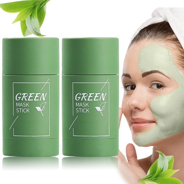 Green Tea Cleansing Mask Stick, Blackhead Remover Green Mask Stick Poreless Deep Cleanse Purifying Clay Stick Mask Skin Care,Anti-Acne Facial Pore Cleanser Oil Control For All Skin Types (1 Pack)