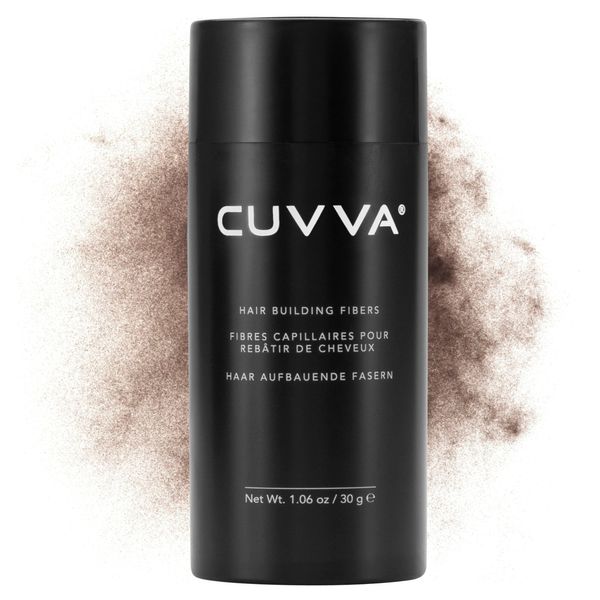 Hair Building Fibers by CUVVA for Fine & Thinning Hair (MEDIUM BROWN) - Thicker Looking Hair in 15 Seconds - 13 Different Shades for Men & Women - 1.06oz