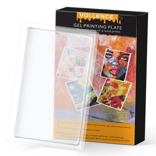 Vollence Gel Printing Plate - 5” X 7”Reusable Gel Monoprinting Plate for Press Art, Printmaking Supplies for Scrapbooking, Card Making, Arts and Crafts,Journaling,Collage