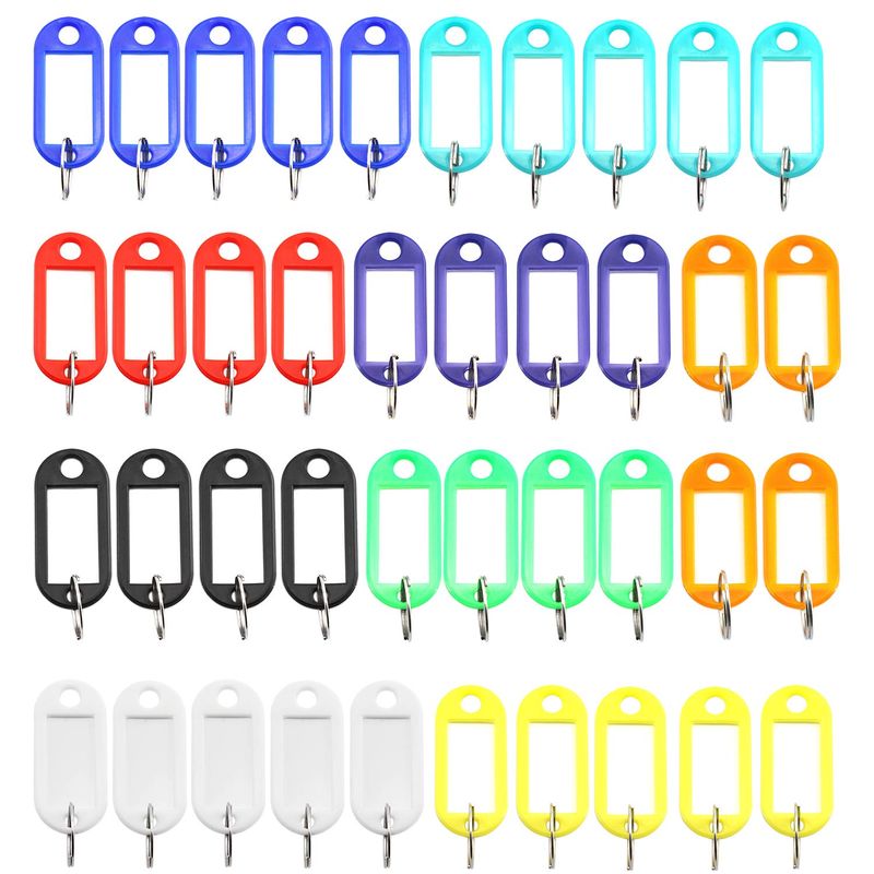 Lind Kitchen 40pcs Key Ring Label Tags Mixed Color Plastic Keys Holder ...