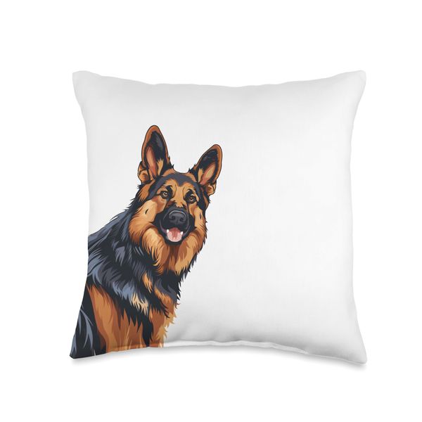 German Shepherd Peeking Around Corner Dog Lovers Throw Pillow
