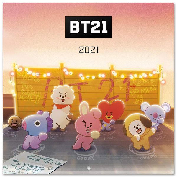 Grupo Erik Official BT21 2021 Wall Calendar 11.8 x 11.8 inches (12 Months - Free Poster Included) Family Planner Calendar 2021,CP21070