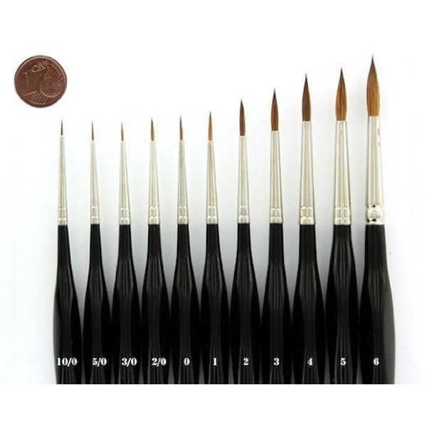 Feldherr Kolinsky Red Sable Hair Brush Set Size: 6 to 10/0
