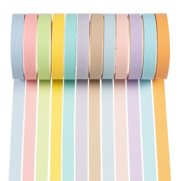 YUBX Regenbogenfarben Washi Tape Set Masking Tape Klebeband Bunt Dekoband für DIY Handwerk, Bullet Journals, Planer, Scrapbooking, Verpackung 8 mm breit (Rainbow Small)