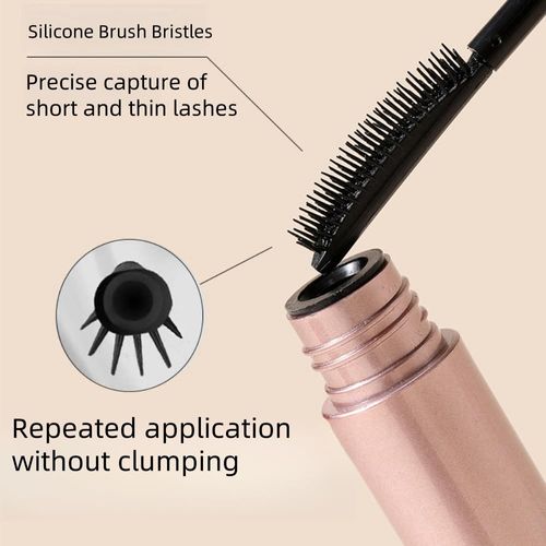 Waterproof Long Lasting Mascara with Comb Brush - Black Volumizing & Lengthening, No Smudge No Clumps, Smudge-Proof & Easy Remove, Half-Comb Silicone Brush Separates Lashes for Definition (1-Pc)