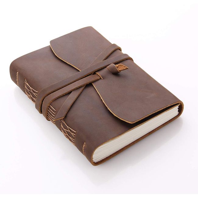 CEETOL Notebook Genuine Leather Traveler Notebook Handmade Notebook Notebook System Organizer Luxury Leather Cover Leather (Brown, L(17.8*13*2.5cm))