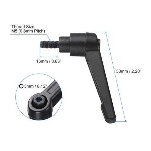 uxcell 4pcs Clamping Lever Handles, M5 x 16mm Black Oxide Carbon Steel Threaded Male Stud, Adjustable Handles Locking Quick Release Ratchet Push Button Bolt Knobs, Black