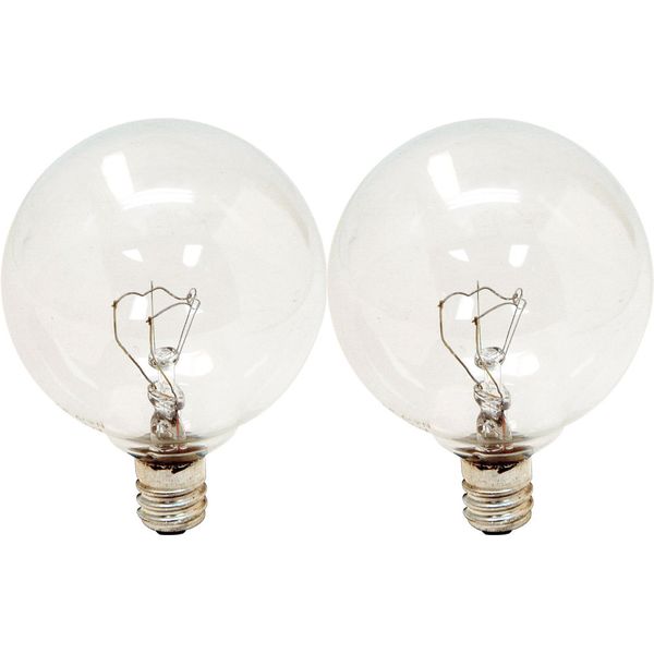 GE Lighting 17722 25 Watt Crystal Clear Vanity Globe Light Bulbs 2 Count