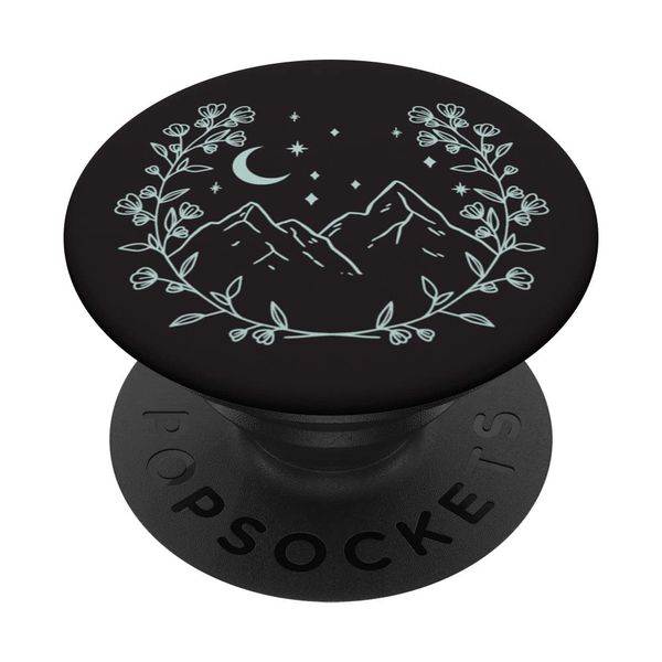 Solid Soft Mint - Boho Floral Moon Mountain PopSockets Swappable PopGrip